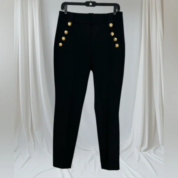 White House Black Market Black Skinny Pants with Gold Buttons - Picture 2 of 8